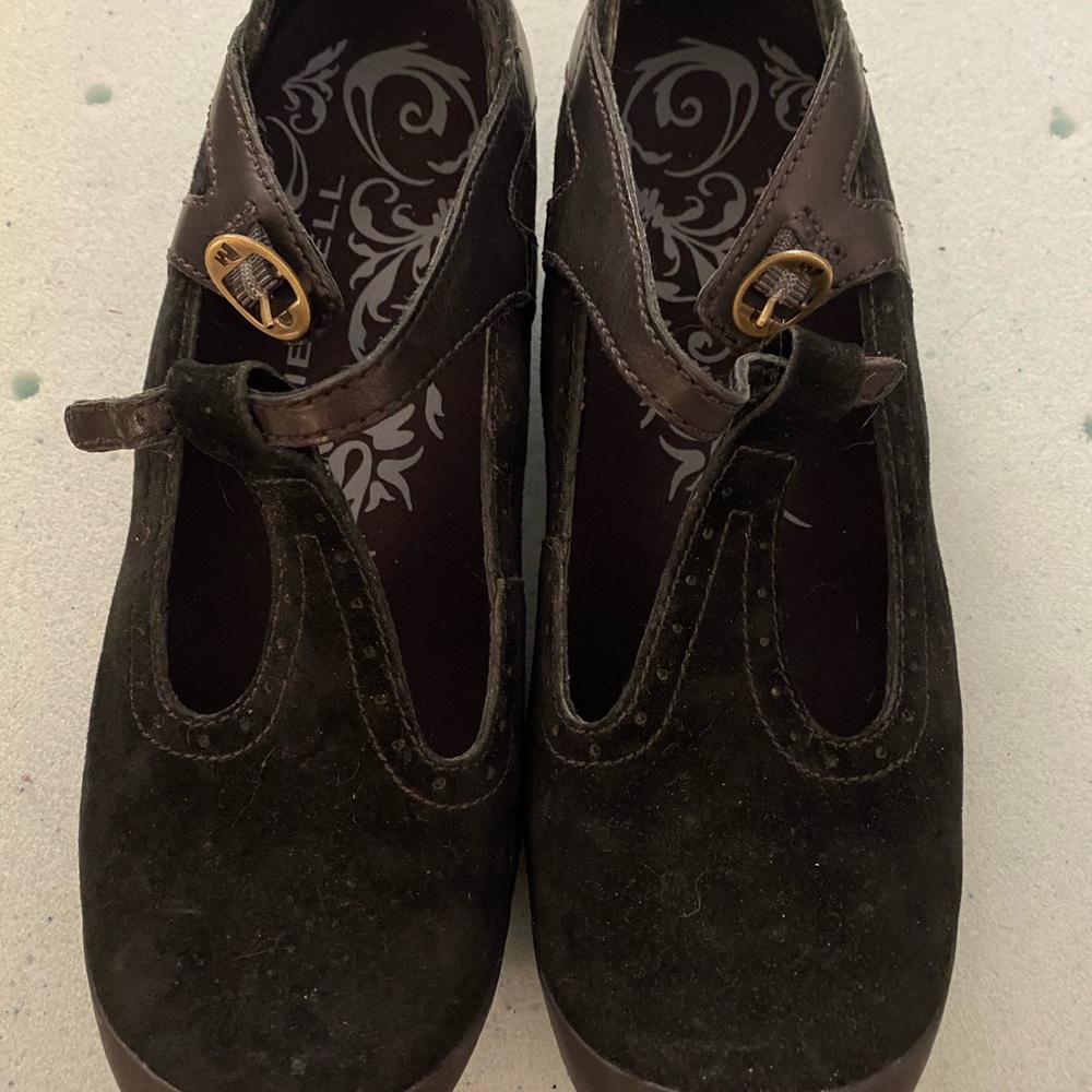 Merrell Plaza Strap Midnight comfort shoe. Black suede leather, women’s size 10 - Picture 2 of 7